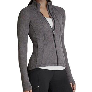 Athleta Women’s Small Herringbone Jacket Mock Neck Full Zip Gray